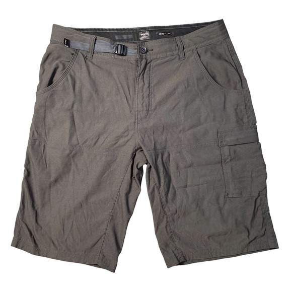 prAna Shorts Mens 33 Gray Stretch Zion 12" Inseam Nylon Cargo Hiking Outdoor - Picture 1 of 10